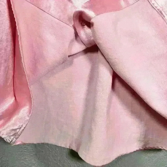 VINTAGE Newport News Silky Button Up Pajama Style Oversized Blouse Women Small - Picture 10 of 12